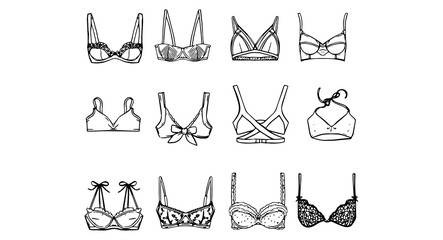 Fashion Underwear Icons, transparent background, 300 dpi