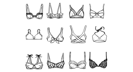 Fashion Underwear Icons, transparent background, 300 dpi