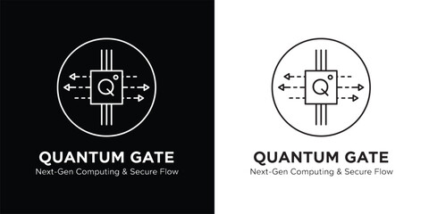 Quantum Gate Next-Gen Computing and Secure Flow Processor Symbol