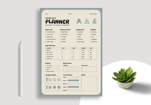 Professional Workout Planner Design Layout