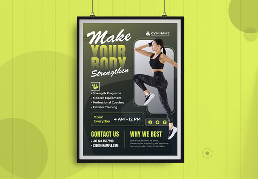 Strong Body Workout Modern Gym Poster
