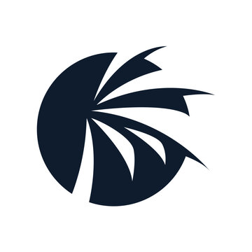 simple silhouette of palm in circle logo vector