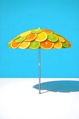 Citrus Slice Beach Umbrella on Studio Floor