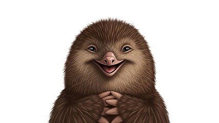Smiling Cartoon Echidna Character Portrait.
