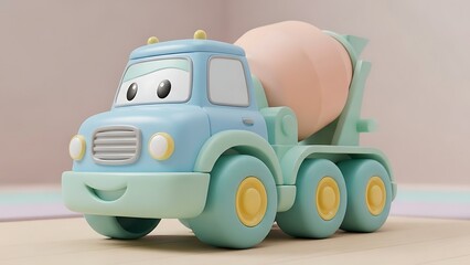 Naklejka premium Cute toy cement mixer truck.