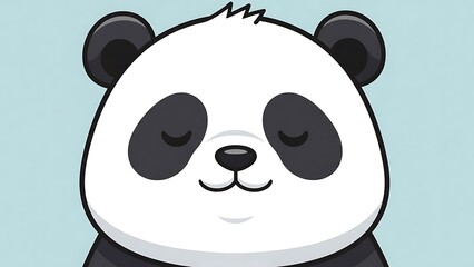 Obraz premium Cute cartoon panda bear smiling face.