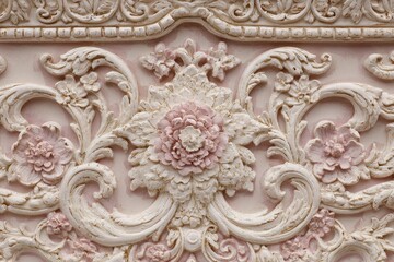 Obraz premium Intricate rococo style floral molding presents elaborate decorative texture