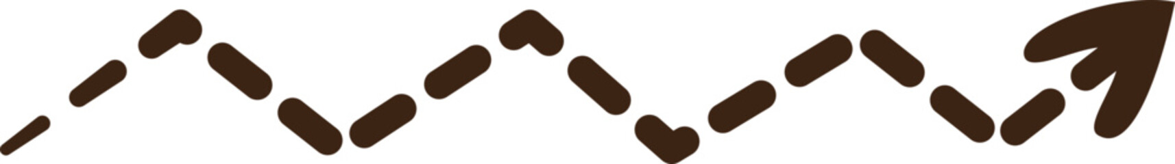 A dotted line following a curving arrow