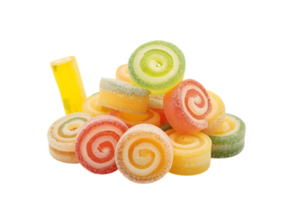 Colorful Assorted Candies CloseUp on Transparent Background