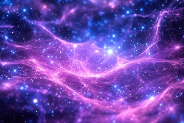 Vibrant purple and blue cosmic nebula with sparkling stars, representing abstract galaxy and universe wonder.