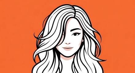 Woman with long wavy hair portrait.