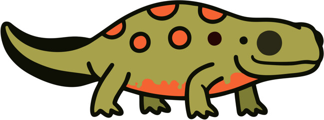 Naklejka premium Smiling Cartoon Dinosaur Illustration.
