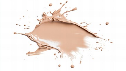 Beige liquid foundation splash on white background