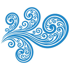 Fototapeta premium Elegant blue swirls and curves forming an abstract water flow design element