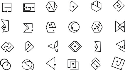 Hand drawn doodle alphabet with simple black line icons for web, business, and digital design