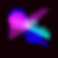 Lomo light leak electric cross, vibrant pink and cyan rays colliding over deep blue shadows, dreamy abstract glow painting a futuristic neon sign in soft motion blur

