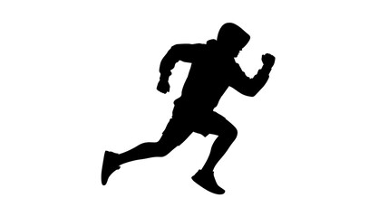 Running Man Silhouette Isolated on White Background