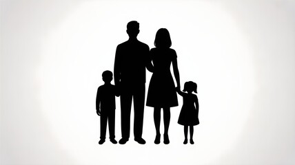 Happy Family Silhouette Isolated on White Background