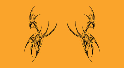 hand drawn symmetrical neo tribal grunge illustrations