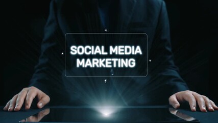 Social media marketing strategy with engagement metrics. Social marketing boosts media visibility. Social media marketing drives traffic. Social media marketing increases engagement. Elide - Powered by Adobe
