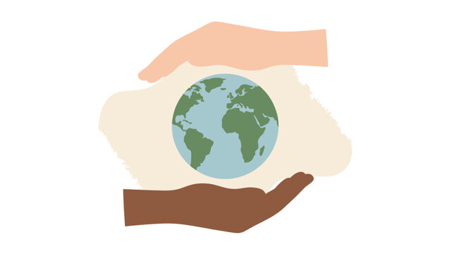 Diverse hands cradling the Earth, symbolizing global unity and environmental care.