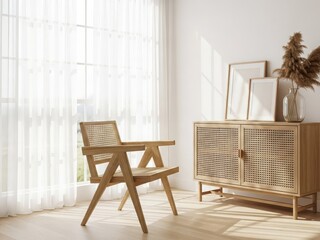 Serene room with wicker furniture and natural light