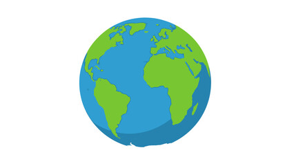 Fototapeta premium A stylized illustration of planet Earth, showcasing continents and oceans in vibrant blue and green colors.