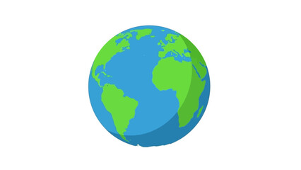 Fototapeta premium A stylized illustration of planet Earth showing continents and oceans on a white background.