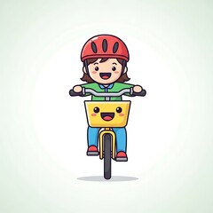 Fototapeta premium Happy child riding yellow bicycle.