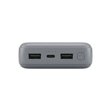 Portable power bank charger ports on transparent background