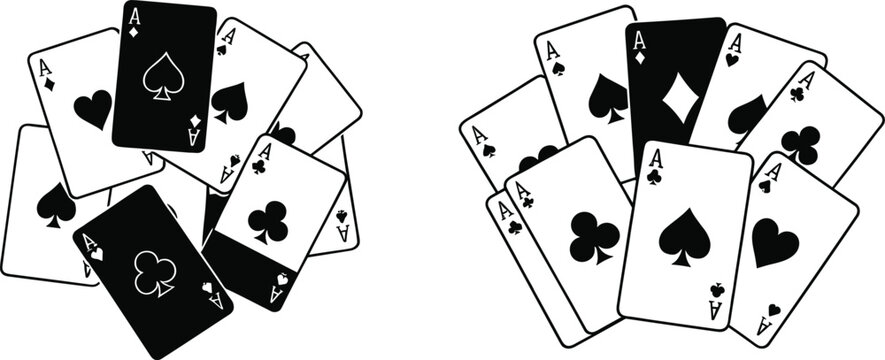 Playing cards clipart featuring assorted ace card designs for poker, casino games, gambling graphics, SVG, and digital art