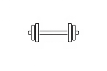 Barbell outline icon representing fitness, strength training, and gym workout equipment on transparent background