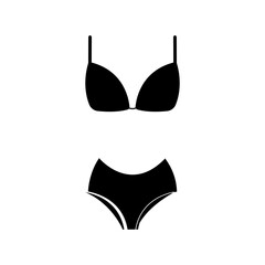 Swimming black suits and bikini icon isolated on white background.