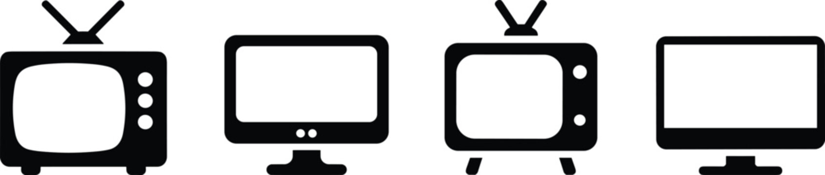 Four Black and White Television Set in a Row vintage