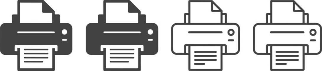 Obraz premium Four Monochrome Printer in a Row line technology office