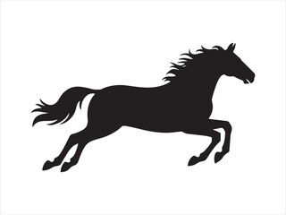 Obraz premium A silhouette of a running horse vector, Drawing the silhouette of running horse, Running Horse Silhouette Vector Illustration