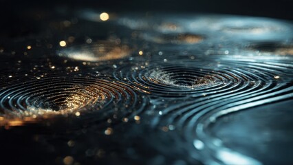 Abstract Circles in Metallic Blue and Gold