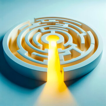 Abstract Spiral Maze with Bright Light at the End