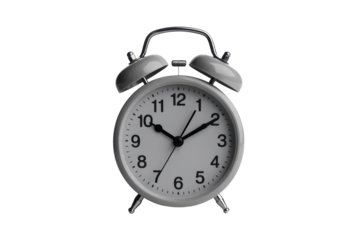 Classic gray alarm clock showing 10:10