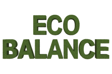Eco balance text filled with green grass