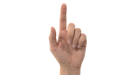 Obraz premium Human index finger pointing upwards on transparent background