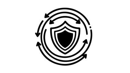 Digital Shield: A visual representation of digital protection and security, showcasing a shield encircled by arrows, symbolizing the continuous defense against cyber threats and data breaches.