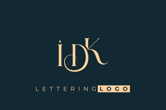 IDK Elegant Monogram Logo Design With Decorative Lettering