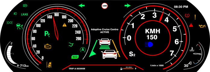 car dashboard with speedometer