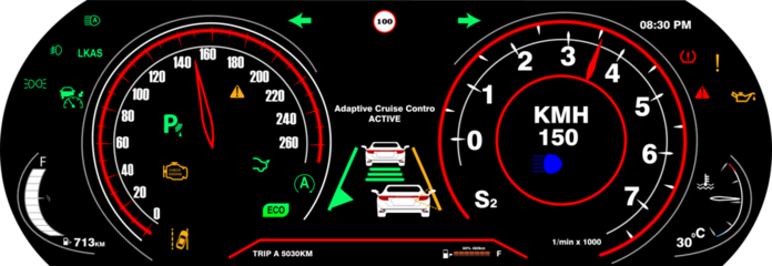 car dashboard with speedometer