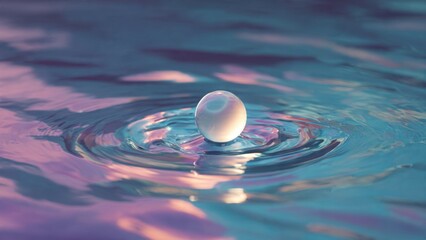 Sphere Floating on Rippled Water Surface