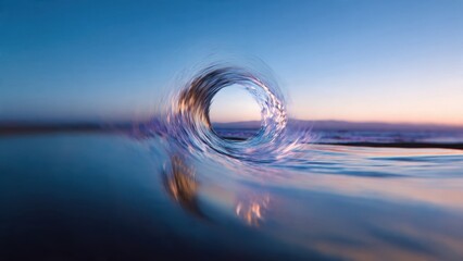 Vortex Wave Rolling On The Beach At Sunset