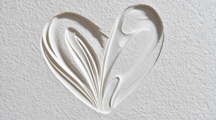 Monochrome abstract heart made from curved metallic lines on a grainy background.