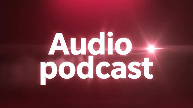 Minimalist Glowing Audio Podcast Title on Red Studio Background