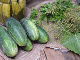 cucumbers on a wooden table